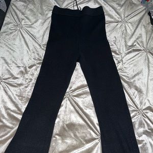 Good American ribbed cotton retro bell bottom stretch pant.